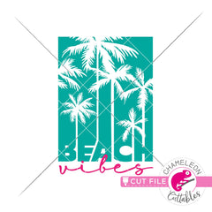 Beach vibes palm tree rectangle svg png dxf eps jpeg SVG DXF PNG Cutting File