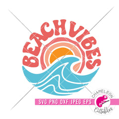 Beach Vibes Wave Retro svg png dxf eps jpeg SVG DXF PNG Cutting File
