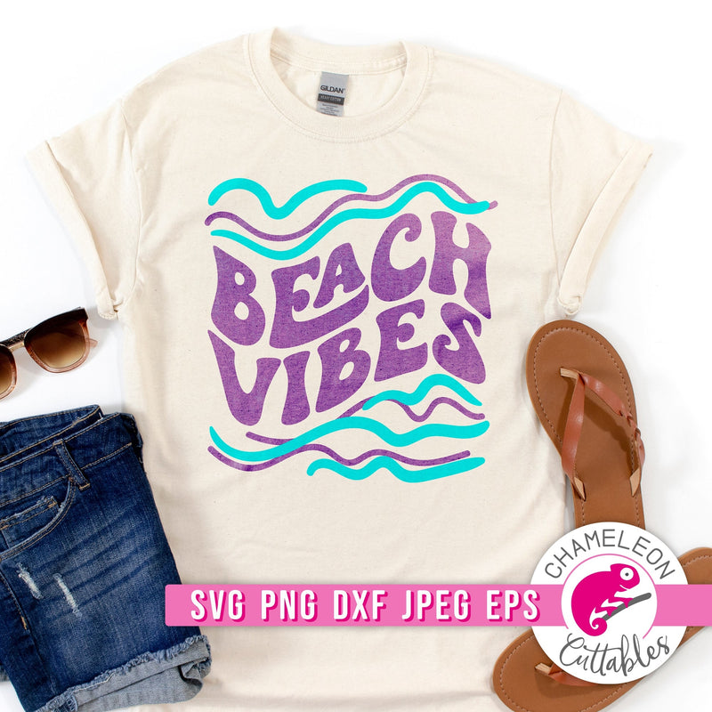 Beach Vibes Waves Retro svg png dxf eps jpeg SVG DXF PNG Cutting File