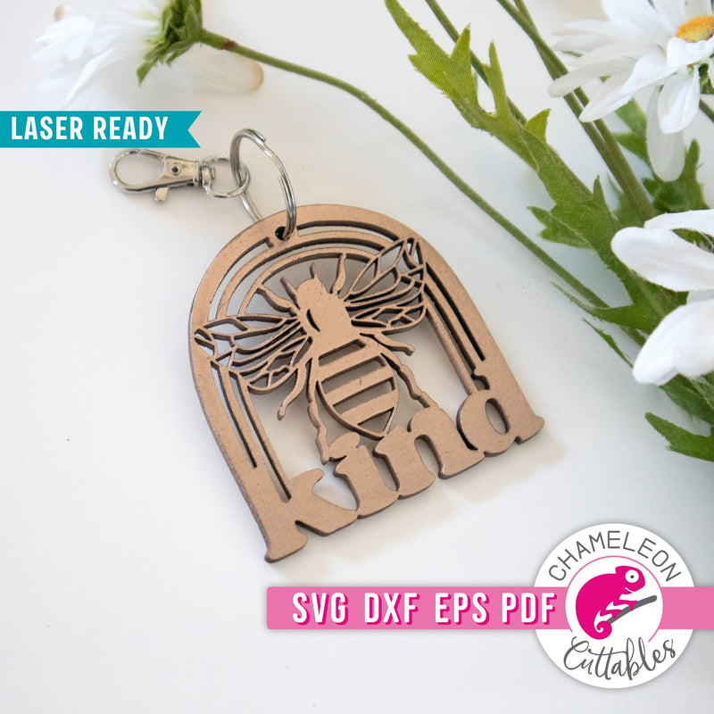 Bee Kind Keychain for Laser cutter svg dxf eps pdf SVG DXF PNG Cutting File