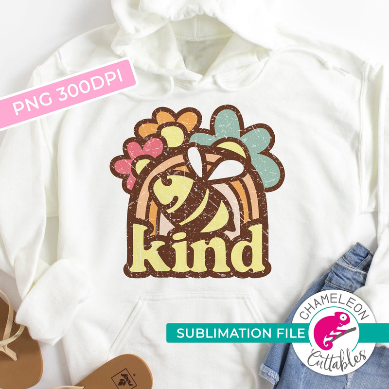 Bee Kind Rainbow Retro Sublimation PNG file Sublimation PNG