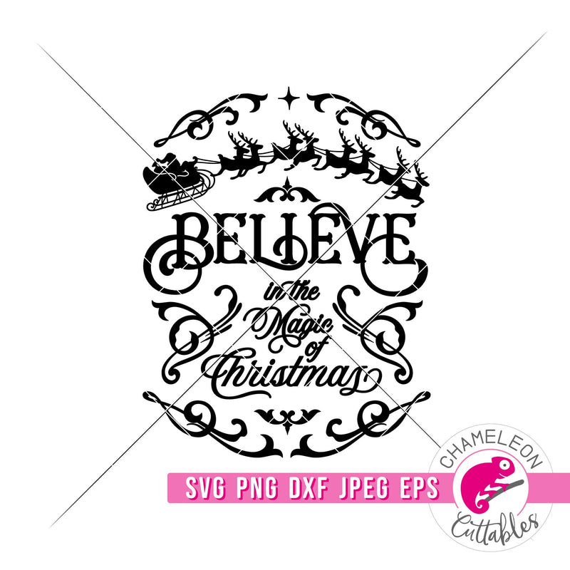 Believe in the Magic of Christmas Santa vintage svg png dxf eps jpeg SVG DXF PNG Cutting File