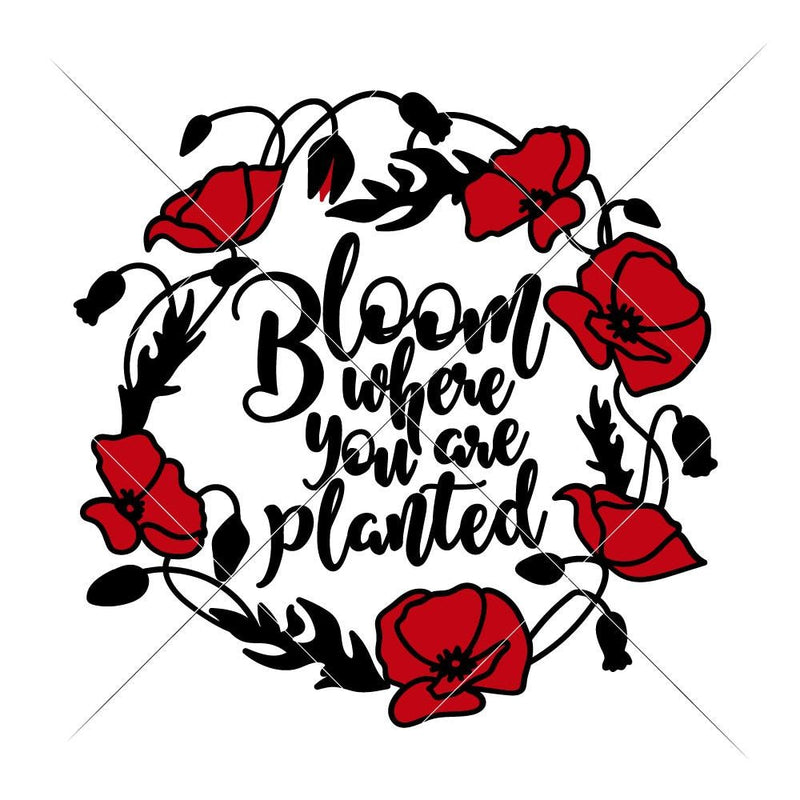Bloom Where You Are Planted Poppy Wreath Svg Png Dxf Eps Svg Dxf Png Cutting File