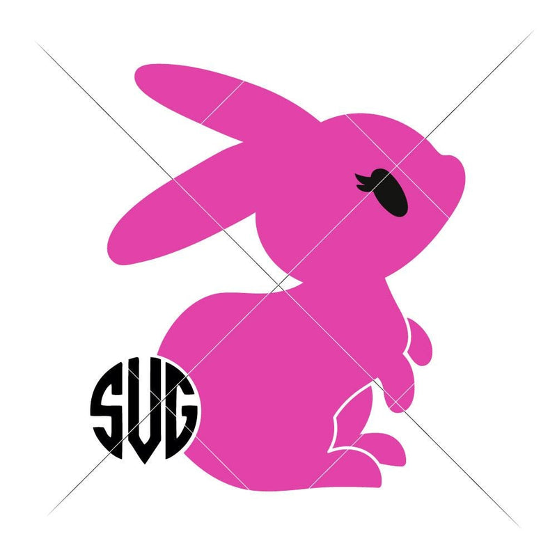 Bunny Girl With Monogram Tail Svg Png Dxf Eps Svg Dxf Png Cutting File