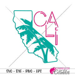Cali California palm trees svg png dxf eps SVG DXF PNG Cutting File
