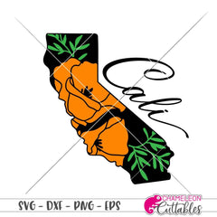 Cali California poppy svg png dxf eps SVG DXF PNG Cutting File