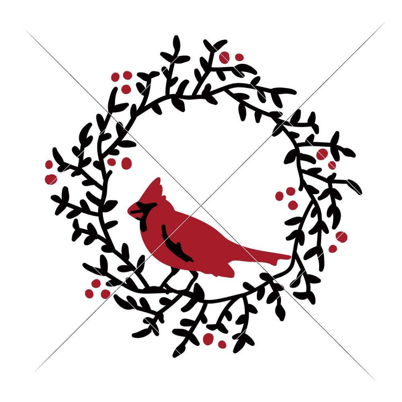 Cardinal On Wreath Svg Png Dxf Eps Svg Dxf Png Cutting File