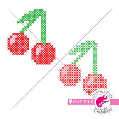 Cherry cross stitch faux embroidery svg png dxf eps jpeg SVG DXF PNG Cutting File