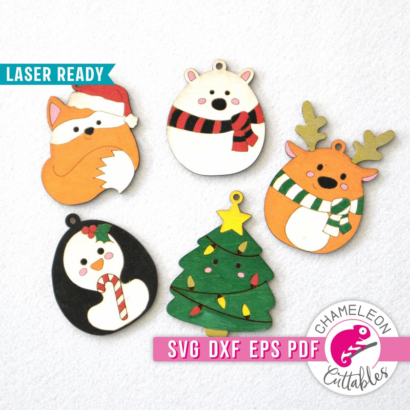 Christmas Animals Ornament Bundle for Laser cutter svg dxf eps pdf SVG DXF PNG Cutting File