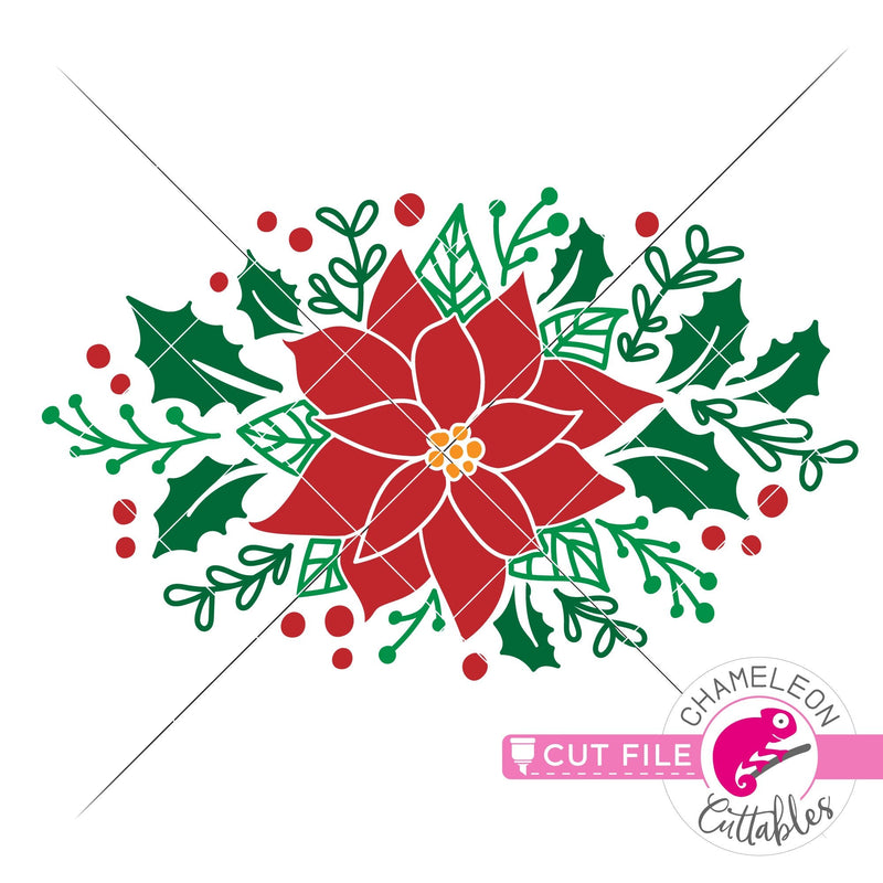 Christmas flower poinsettia floral svg png dxf eps jpeg SVG DXF PNG Cutting File