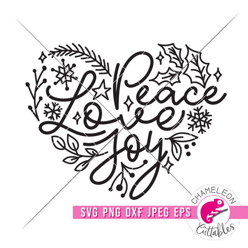 Peace Love Joy Christmas heart svg png dxf eps jpeg