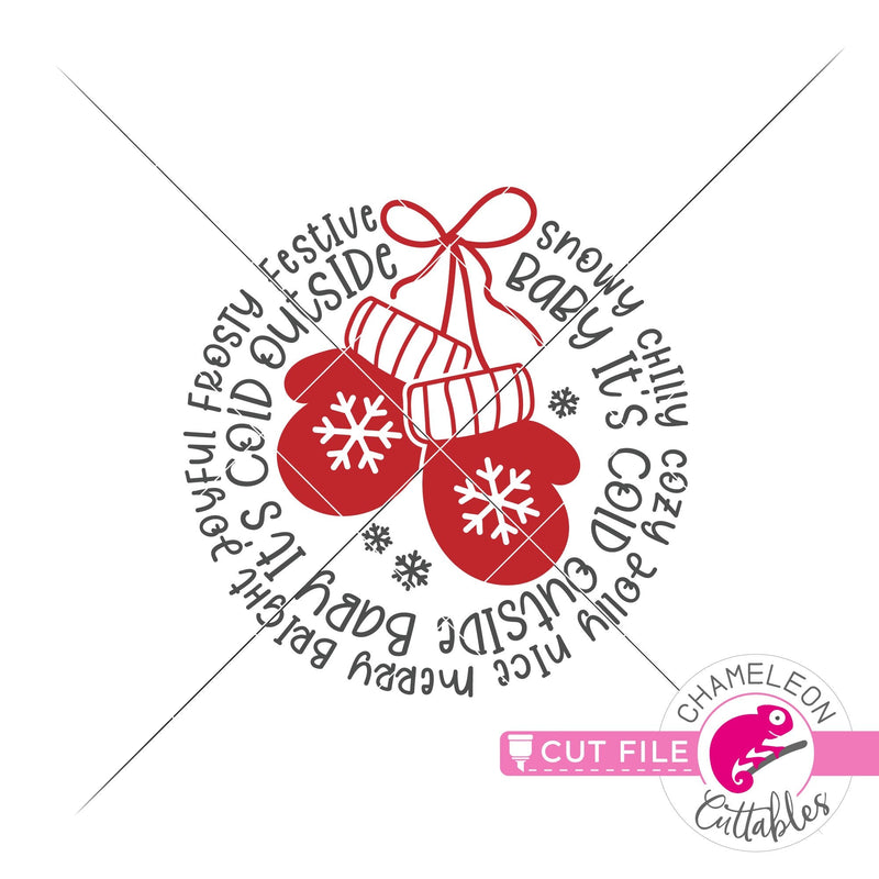 Christmas mittens word art circle round svg png dxf eps jpeg SVG DXF PNG Cutting File