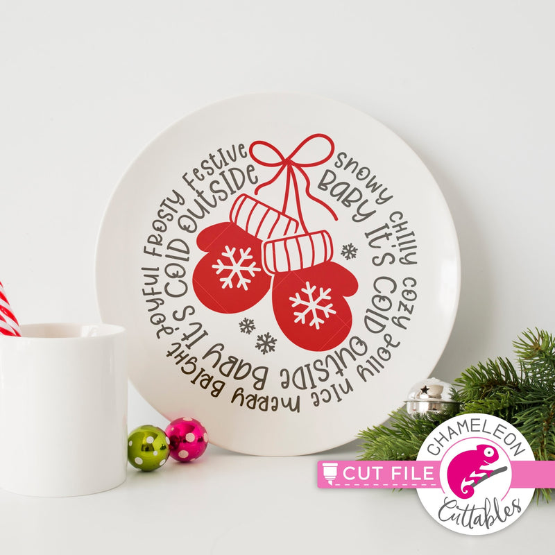 Christmas mittens word art circle round svg png dxf eps jpeg SVG DXF PNG Cutting File