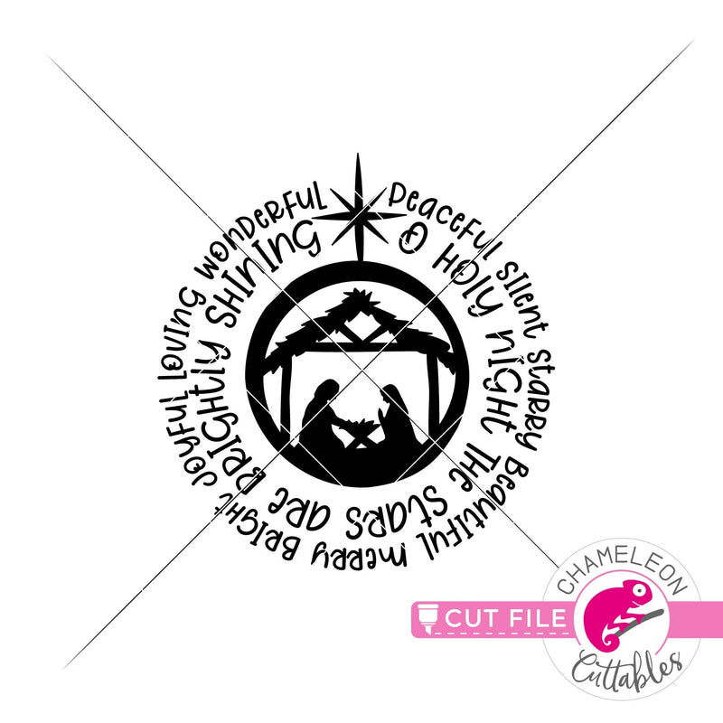 Christmas nativity scene word art circle round svg png dxf eps jpeg SVG DXF PNG Cutting File