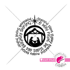 Christmas nativity scene word art circle round svg png dxf eps jpeg SVG DXF PNG Cutting File