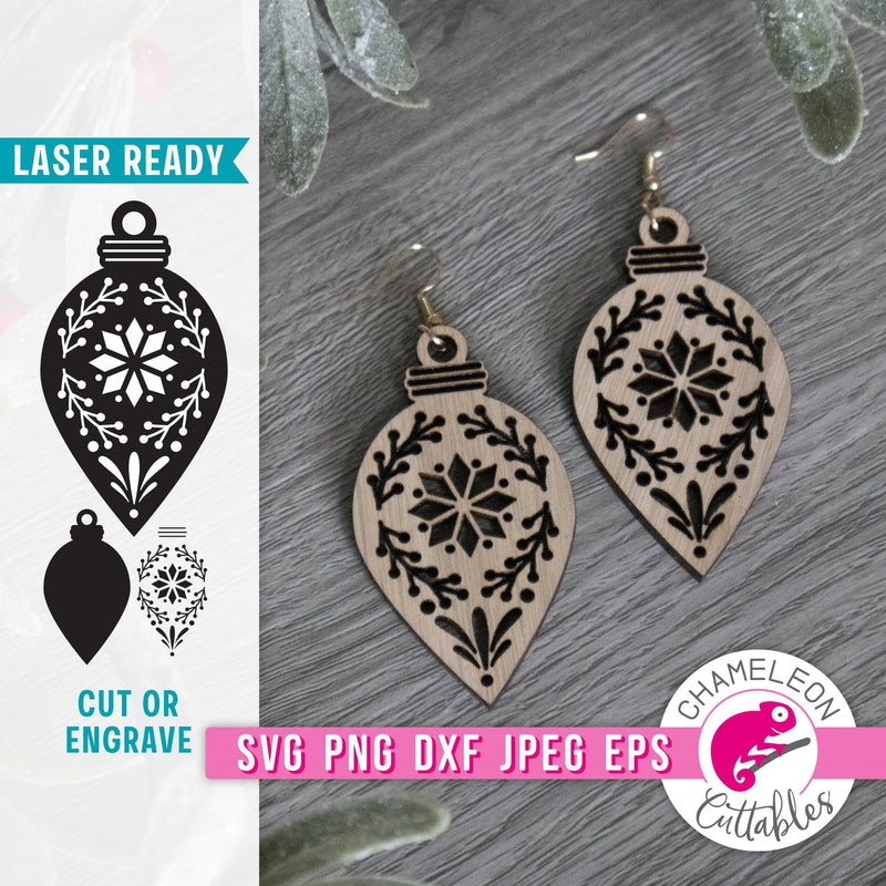 Christmas Ornament Earring Template 1 Laser svg png dxf eps jpeg SVG DXF PNG Cutting File