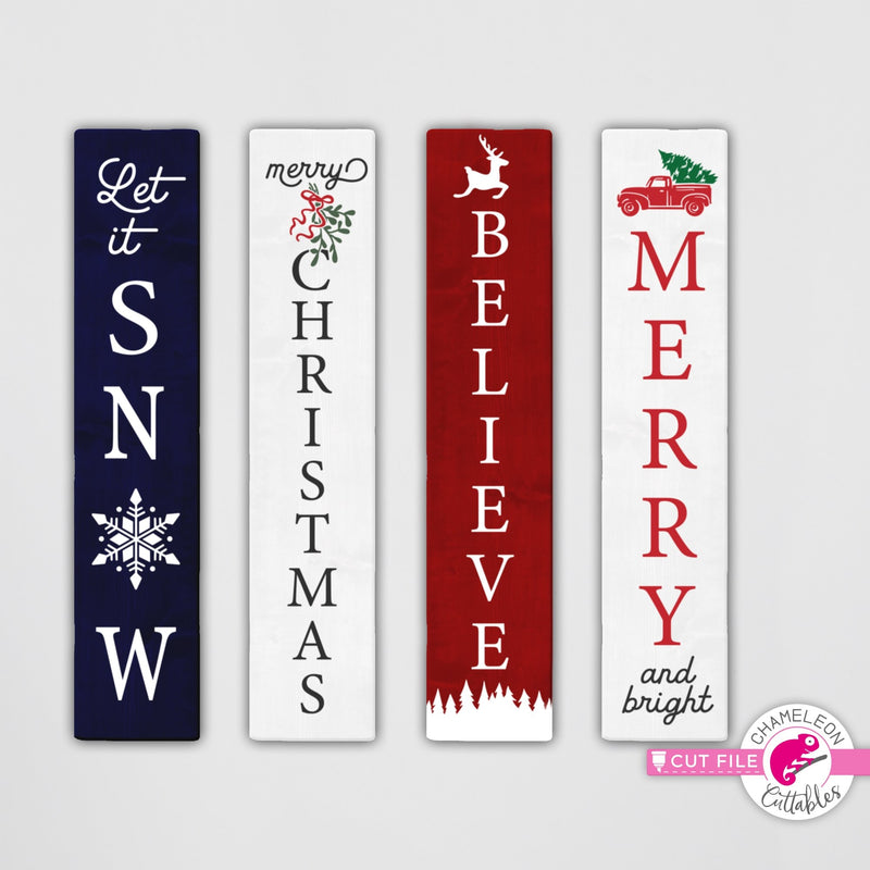 Christmas porch sign bundle 1 vertical svg png dxf SVG DXF PNG Cutting File