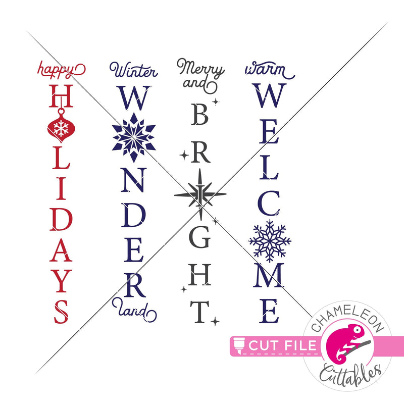 Christmas porch sign bundle 2 vertical svg png dxf SVG DXF PNG Cutting File