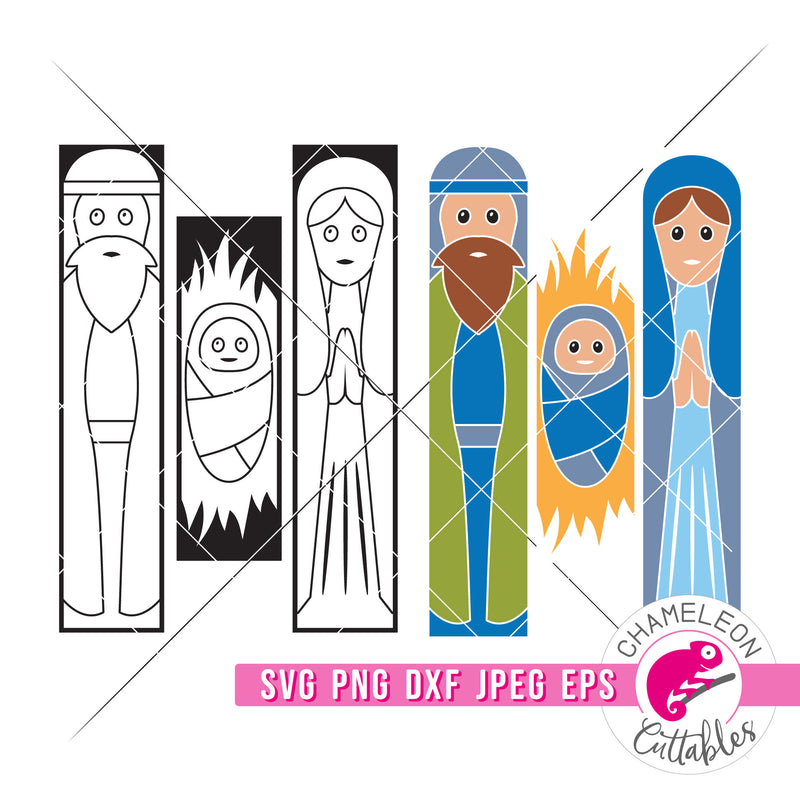 Nativity Scene Christmas Porch Sign Leaner vertical svg png dxf