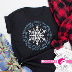 Christmas snowflake word art circle round svg png dxf eps jpeg SVG DXF PNG Cutting File