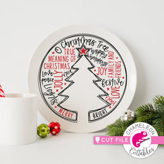 Christmas tree word art circle svg png dxf eps jpeg SVG DXF PNG Cutting File