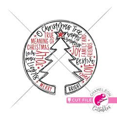 Christmas tree word art circle svg png dxf eps jpeg SVG DXF PNG Cutting File