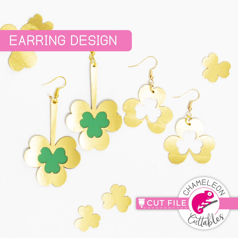 Clover St. Patricks Day Earring Template svg png dxf eps SVG DXF PNG Cutting File