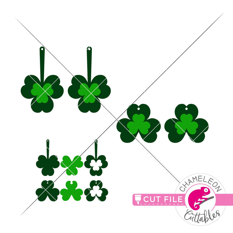 Clover St. Patricks Day Earring Template svg png dxf eps SVG DXF PNG Cutting File