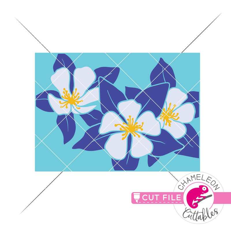 Colorado state flower blue Columbine layered svg png dxf eps jpeg SVG DXF PNG Cutting File