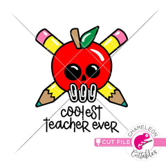Coolest Teacher ever Apple skull with pencils svg png dxf eps jpeg SVG DXF PNG Cutting File