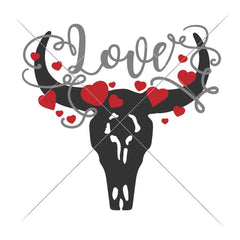 Cow Skull Bull Head Love With Hearts Svg Png Dxf Eps Svg Dxf Png Cutting File