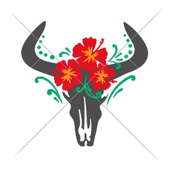 Cow Skull Bull Head Tropical Flowers Svg Png Dxf Eps Svg Dxf Png Cutting File