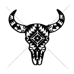 Cow Skull Bull Head With Aztec Pattern 2 Svg Png Dxf Eps Svg Dxf Png Cutting File