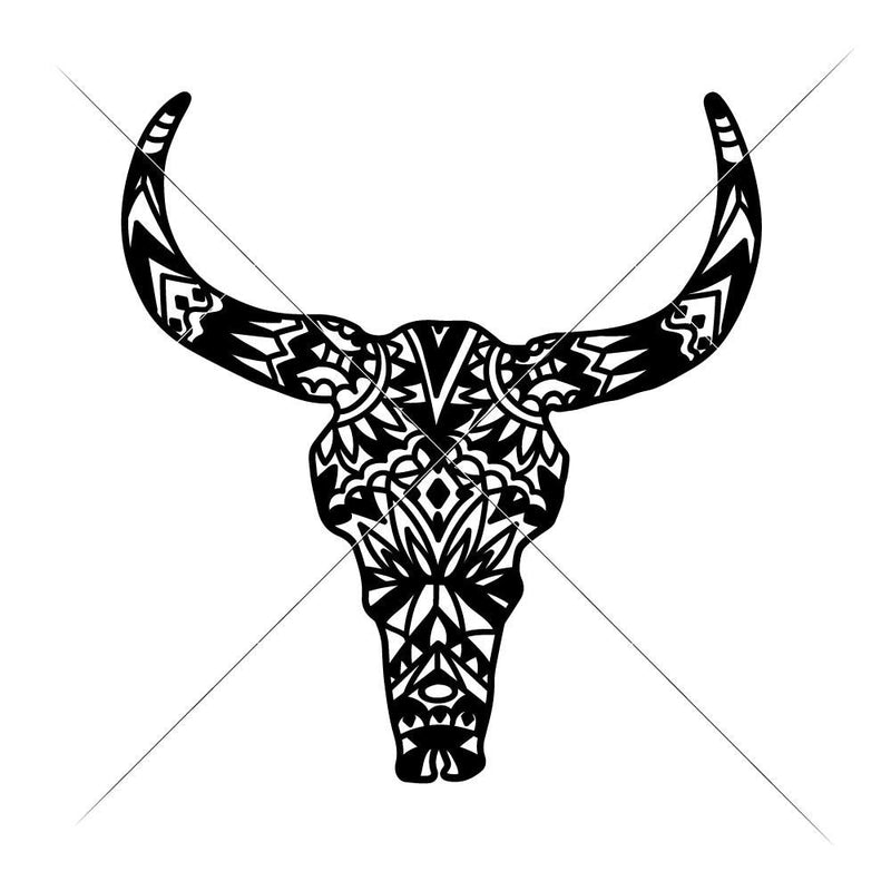 Cow Skull Bull Head With Aztec Pattern Svg Png Dxf Eps Svg Dxf Png Cutting File