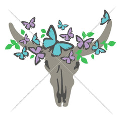 Cow Skull Bull Head With Butterflies Svg Png Dxf Eps Svg Dxf Png Cutting File