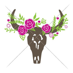 Cow Skull Bull Head With Flowers Multi Color Svg Png Dxf Eps Svg Dxf Png Cutting File