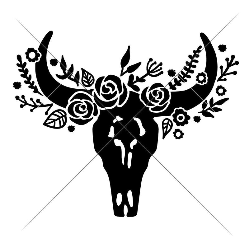 Cow Skull Bull Head With Flowers Svg Png Dxf Eps Svg Dxf Png Cutting File