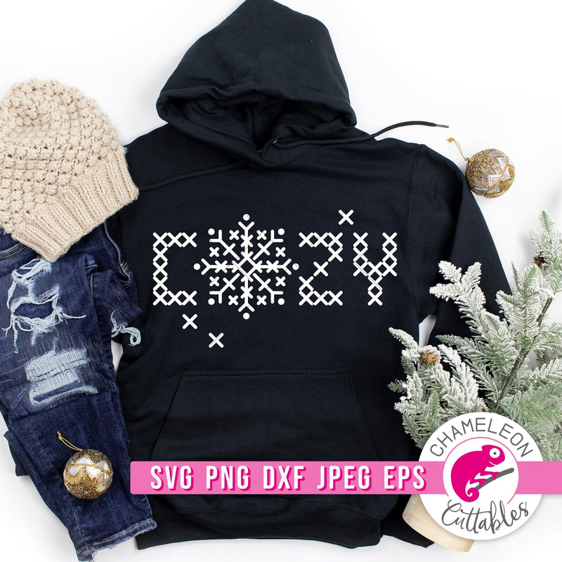 Cozy faux embroidery snowflake svg png dxf eps jpeg SVG DXF PNG Cutting File