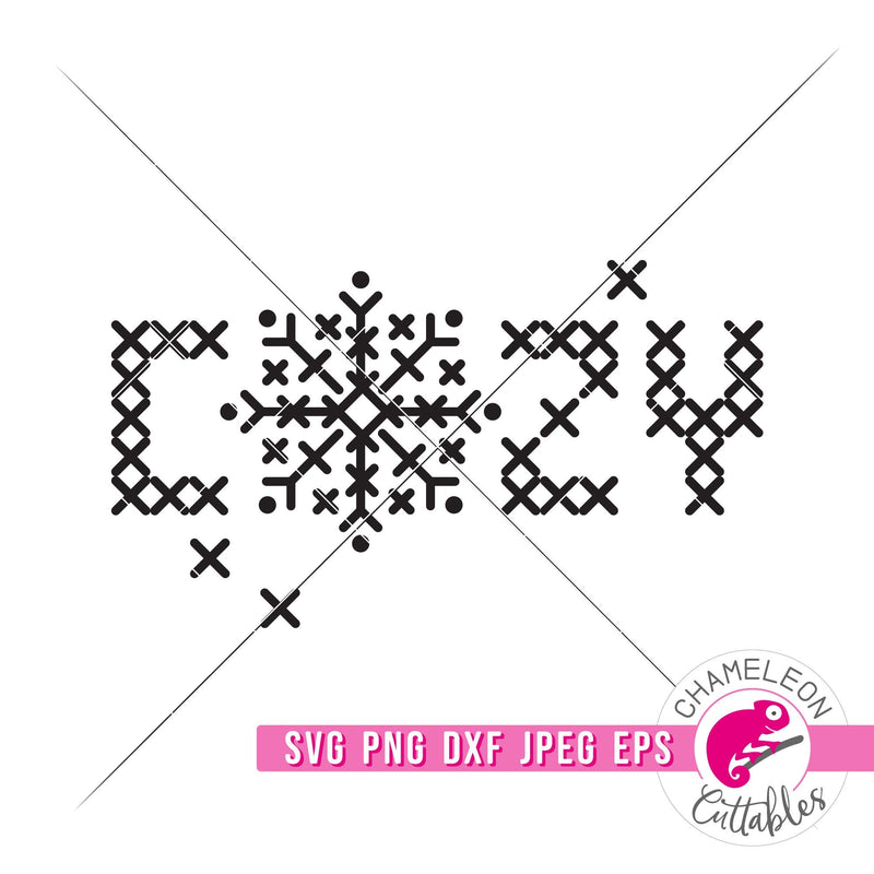 Cozy faux embroidery snowflake svg png dxf eps jpeg SVG DXF PNG Cutting File