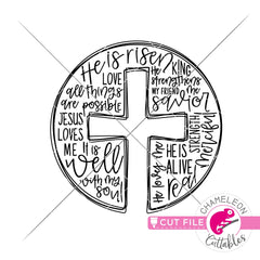Cross Sketch with words circle svg png dxf eps jpeg SVG DXF PNG Cutting File