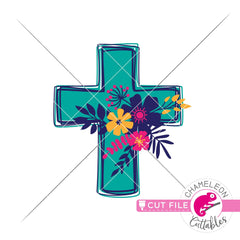 Cross with Flowers layered svg png dxf eps jpeg SVG DXF PNG Cutting File