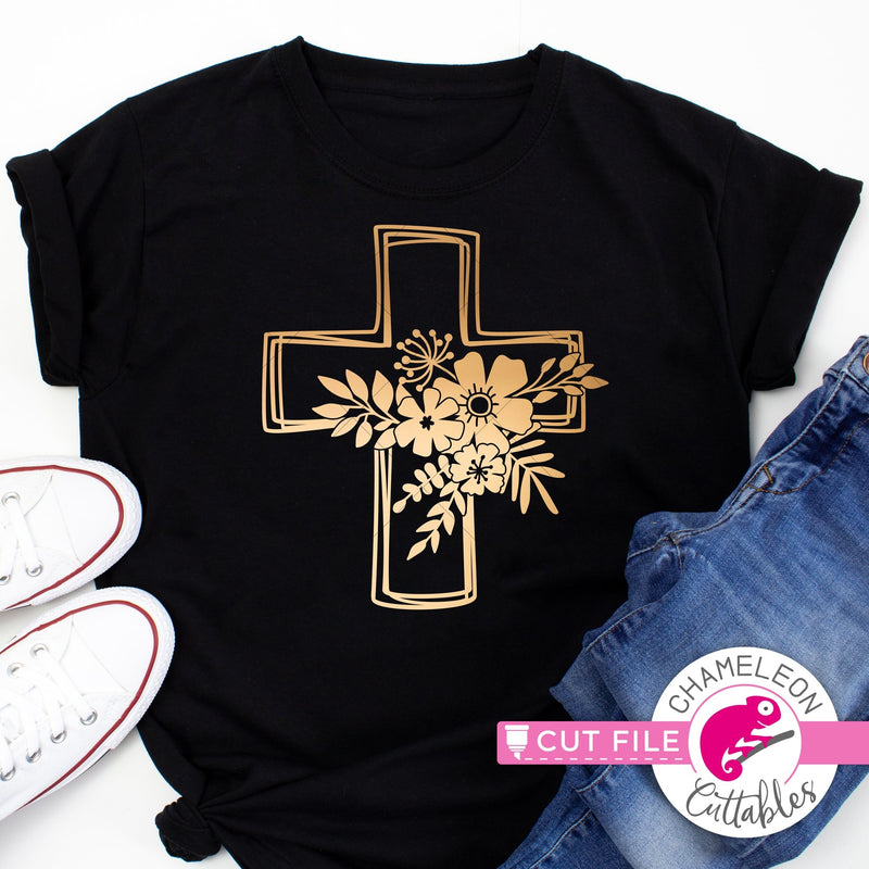 Cross with Flowers svg png dxf eps jpeg SVG DXF PNG Cutting File