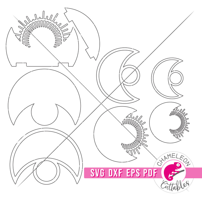Moon with Sun Tray for Laser cutter svg dxf eps pdf