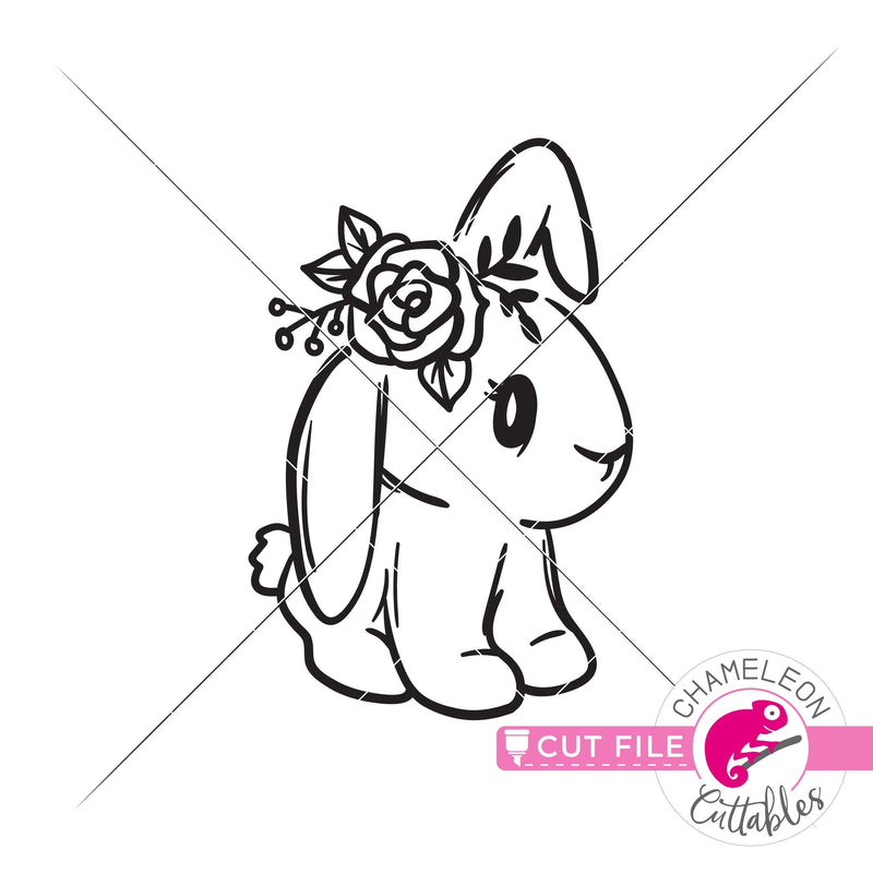 Cute bunny girl with flowers Easter svg png dxf eps jpeg SVG DXF PNG Cutting File