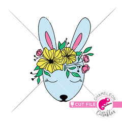 Cute Easter Bunny with Spring flowers layered svg png dxf eps jpeg SVG DXF PNG Cutting File