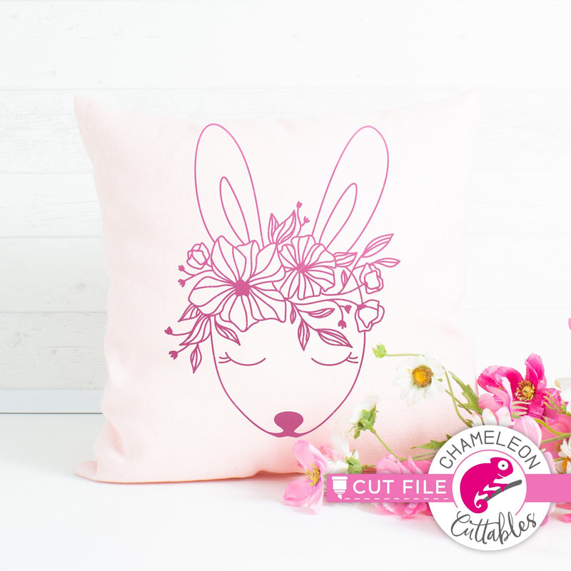 Cute Easter Bunny with Spring flowers svg png dxf eps jpeg SVG DXF PNG Cutting File