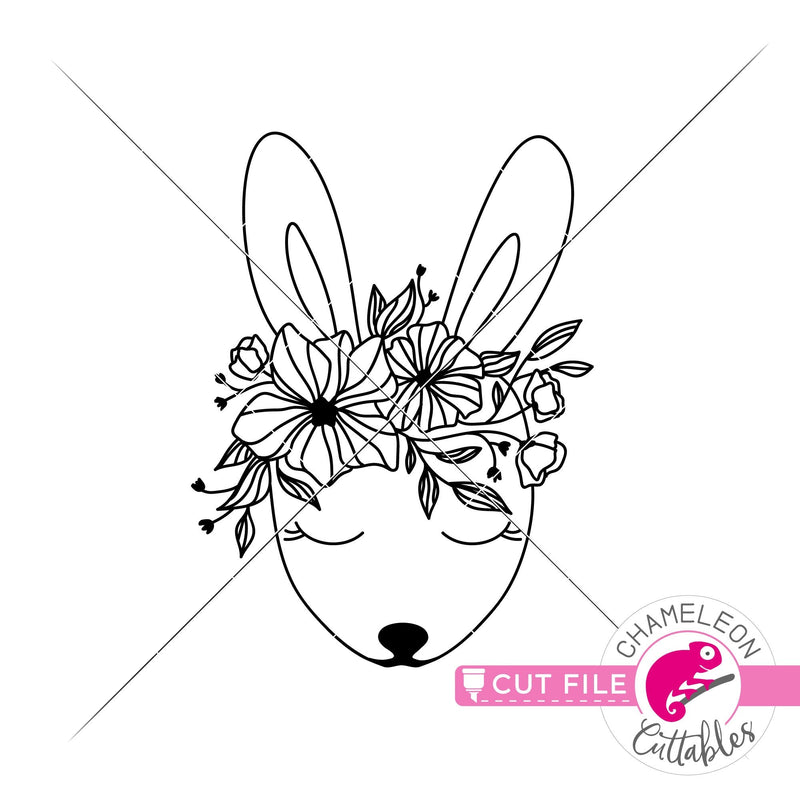 Cute Easter Bunny with Spring flowers svg png dxf eps jpeg SVG DXF PNG Cutting File