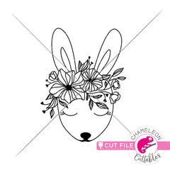 Cute Easter Bunny with Spring flowers svg png dxf eps jpeg SVG DXF PNG Cutting File