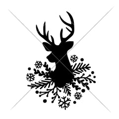 Deer With Fir And Snowflakes Svg Png Dxf Eps Svg Dxf Png Cutting File