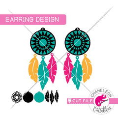 Dreamcatcher Earring Template svg png dxf eps SVG DXF PNG Cutting File